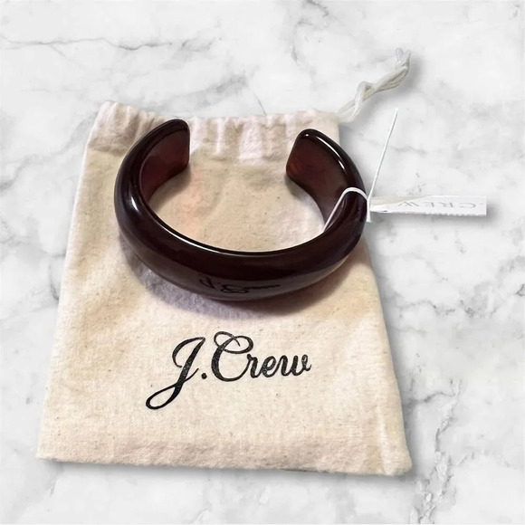 J Crew NWT $48 Made in Italy Sz M/L Rounded Art Deco Cuff in Burnished‎ Pecan - Picture 1 of 3